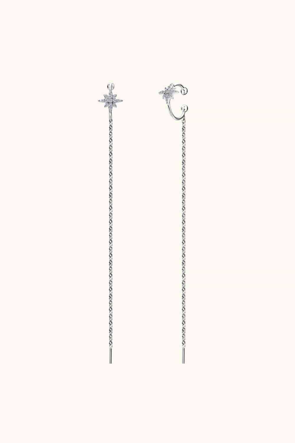 Moissanite Star 925 Sterling Silver Threader Earrings