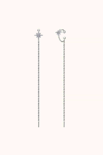 Moissanite Star 925 Sterling Silver Threader Earrings