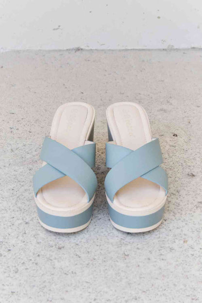 Weeboo Cherish The Moments Contrast Platform Sandals in Misty Blue