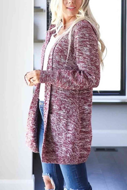 Heathered Open Front Cardigan with Pockets