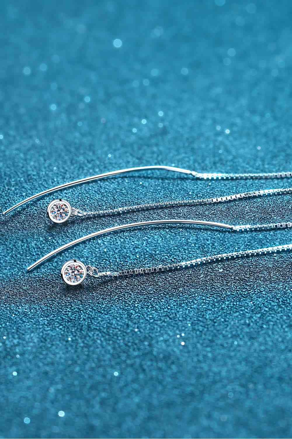 Moissanite 925 Sterling Silver Drop Threader Earrings Silver / One Size