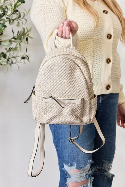 SHOMICO Vegan Leather Woven Backpack