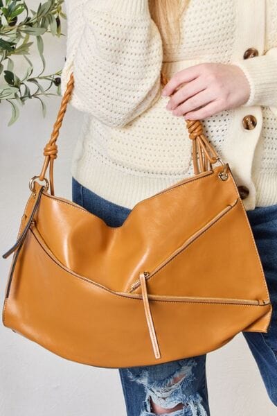 SHOMICO Zipper Detail Shoulder Bag with Pouch TAN / One Size