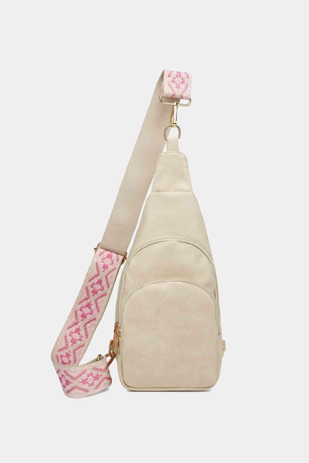 Faux Leather Sling Bag Cream / One Size