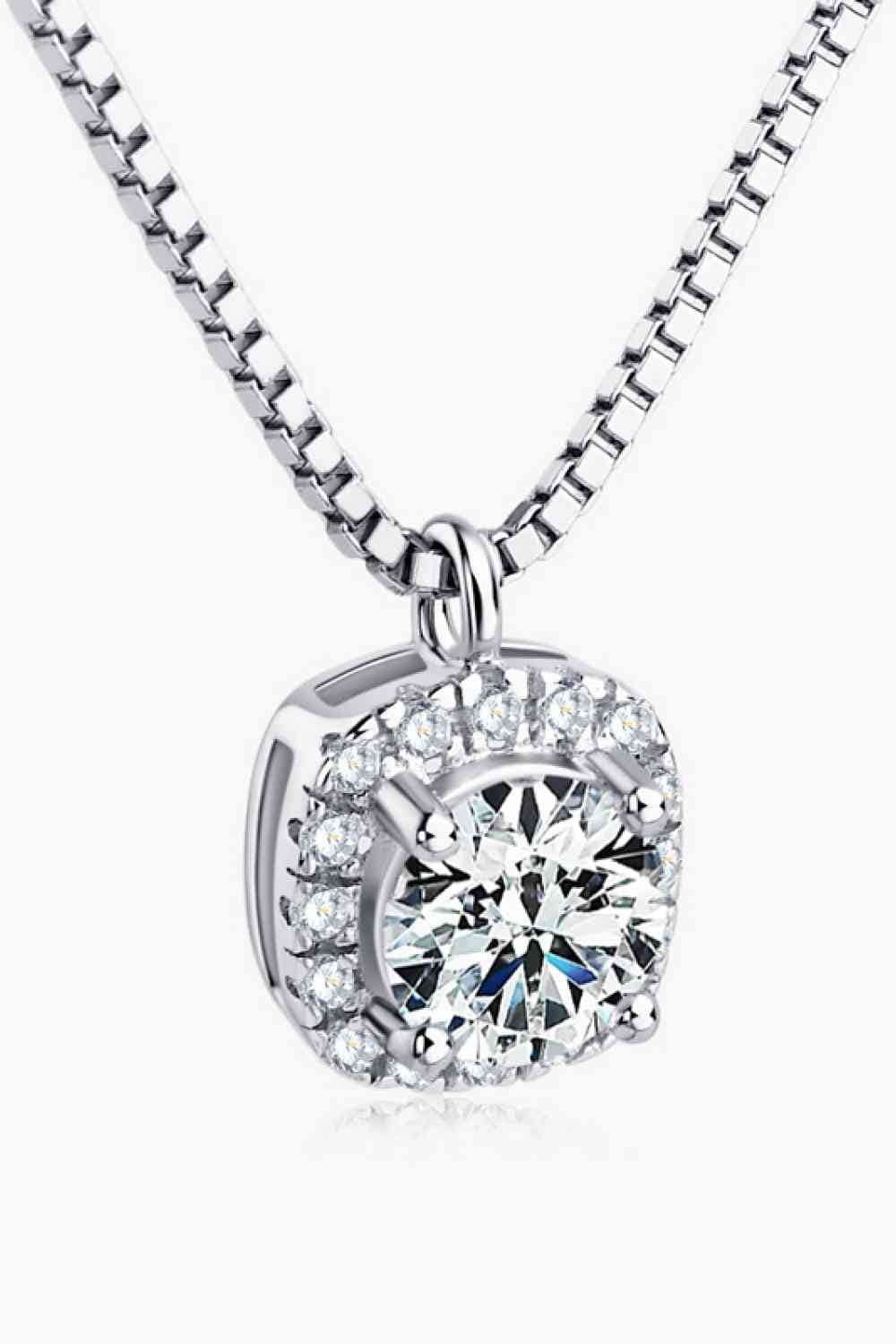 Moissanite Pendant Platinum-Plated Necklace Silver / One Size