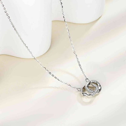 Moissanite 925 Sterling Silver Interlocking Rings Necklace White / One Size