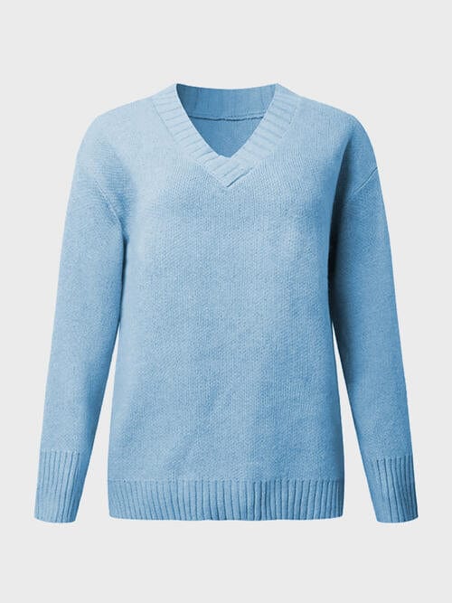 V-Neck Long Sleeve Knit Sweater