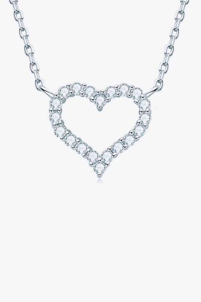 Adored Moissanite Platinum-Plated Heart Necklace Silver / One Size