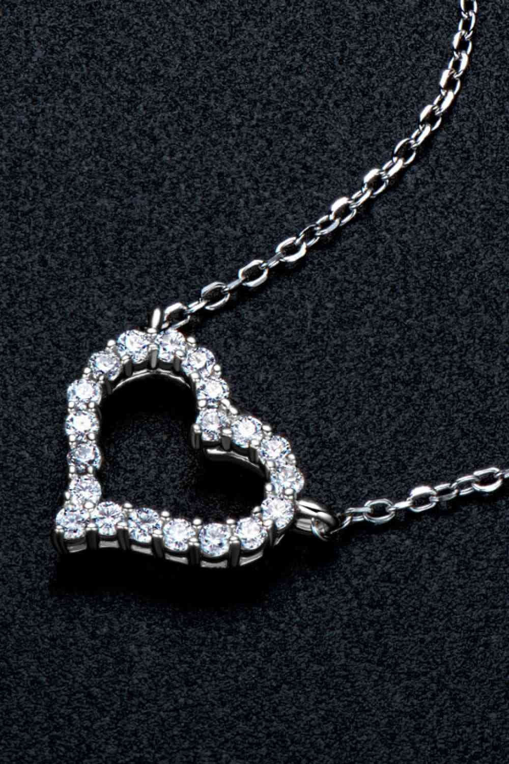 Adored Moissanite Platinum-Plated Heart Necklace Silver / One Size