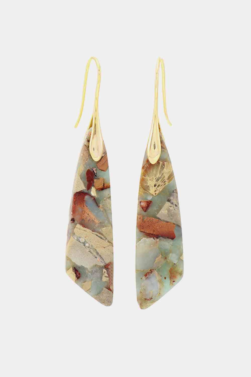 Handmade Natural Stone Dangle Earrings Gold / One Size
