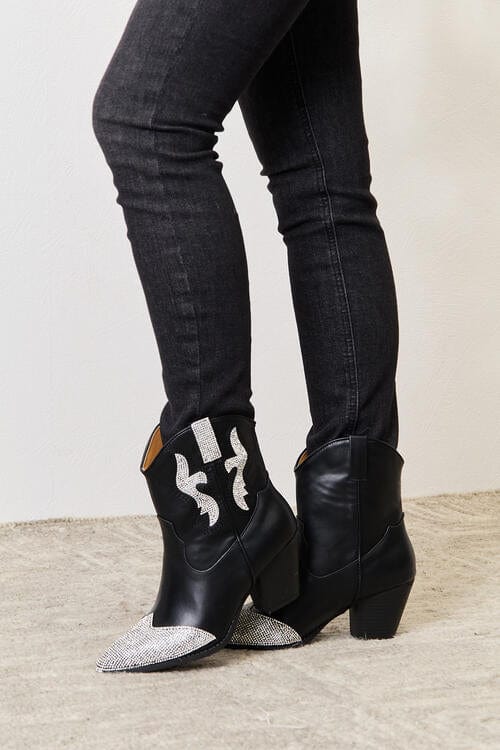 East Lion Corp Rhinestone Black Pointed Boots
