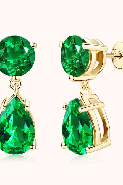 Lab-Grown Emerald Drop Earrings Gold / One Size