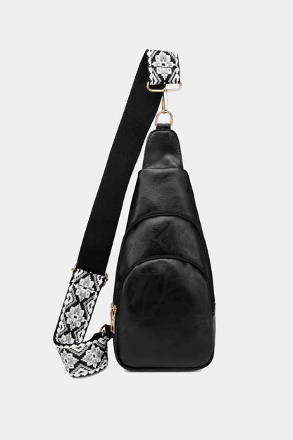 Faux Leather Sling Bag Black / One Size