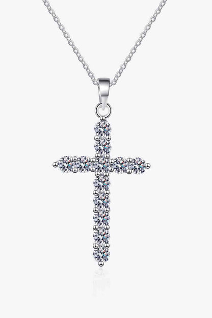 Adored 925 Sterling Silver Cross Moissanite Necklace Silver / One Size