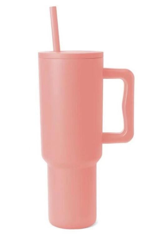 Monochromatic Stainless Steel Tumbler with Matching Straw Coral / One Size