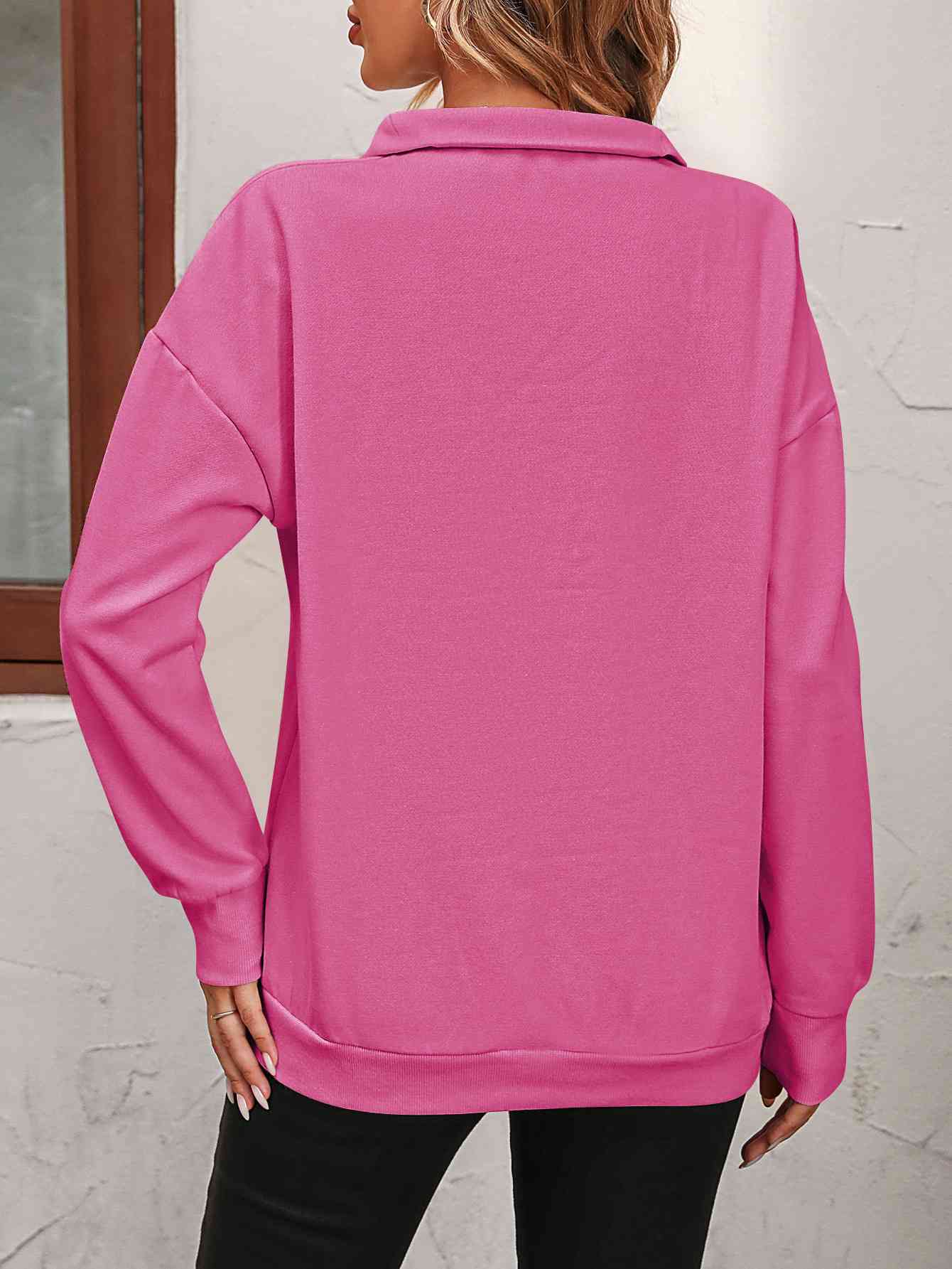 Quarter-Zip Dropped Shoulder Sweatshirt