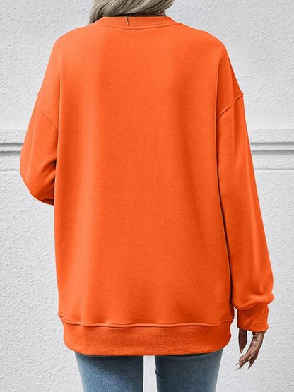 Solid Long Sleeve Pocketed Sweatshirt